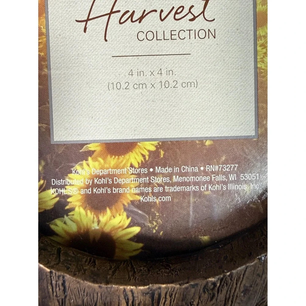 Kohls Harvest‎ Collection Owl Photo Frame Brown Resin Wood Look 4x4